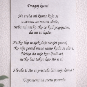 Zahvala kumi za svetu potvrdu