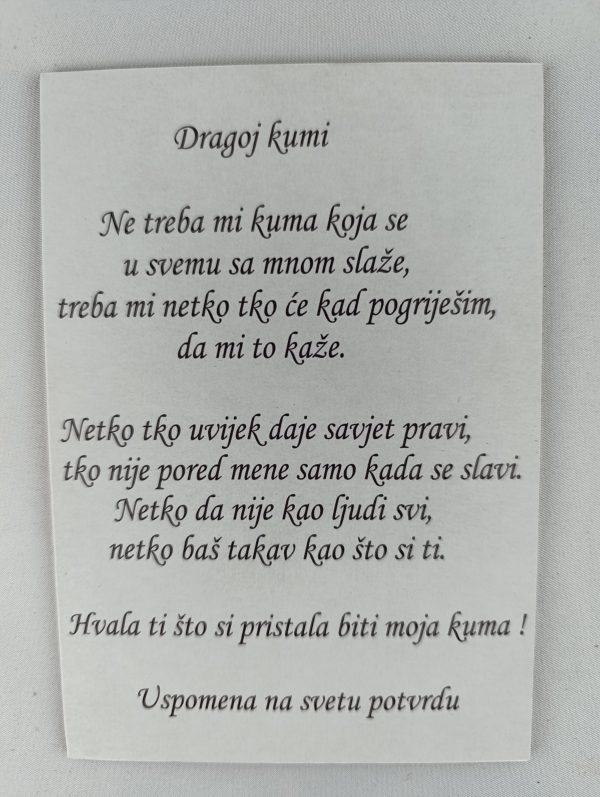 Zahvala kumi za svetu potvrdu