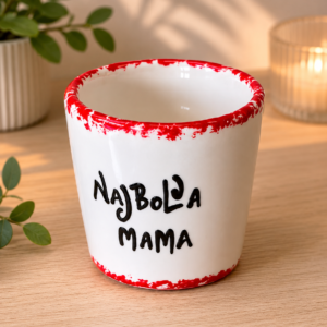 Personalizirana crveno bijela šalica