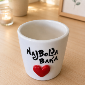 Personalizirana okrugla šalica crvene ručke