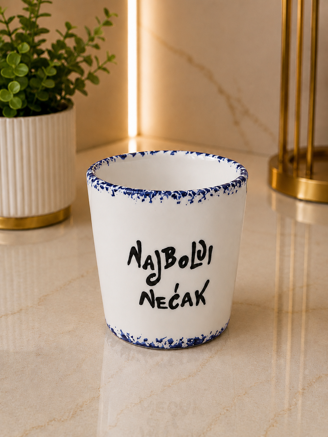 Personalizirana plavo bijela šalica